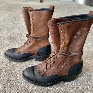 Shoes | Beautiful Brown And Grey Lace Up Logger Boot | Poshmark display picture 1